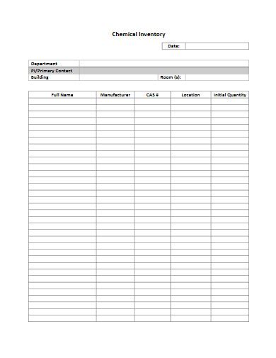 Chemical Inventory - 10+ Examples, Format, How To Create, Pdf