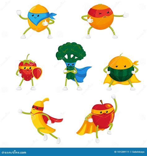 Funny Fruit and Berry Hero, Superhero Characters Stock Vector - Illustration of mask, concept ...