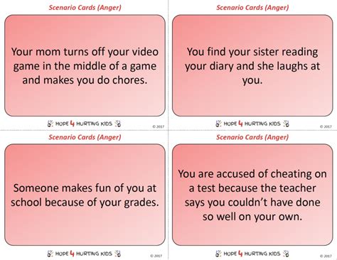 Emotion Scenario Cards (Anger) - Printable