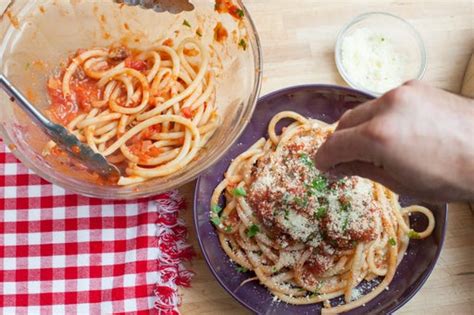 Recipe: Perciatelli Pasta with Red Quinoa "Meatballs" - Blue Apron