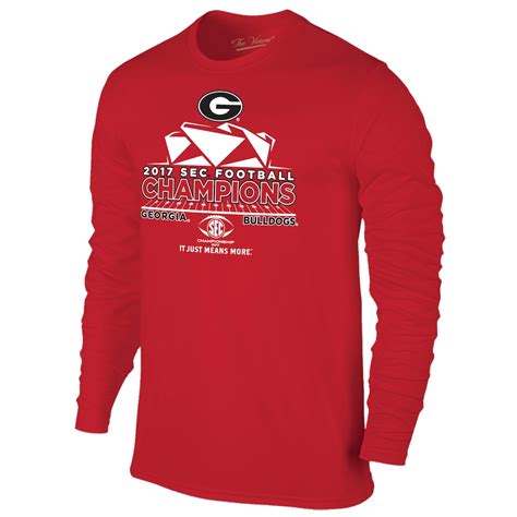 Men's Red Georgia Bulldogs 2017 SEC Football Conference Champions Locker Room Long Sleeve T-Shirt