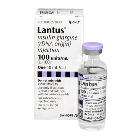 Insulin Lantus®, (Insulin Glargine Injection), 100u/mL, MDV, 10mL Vial ...