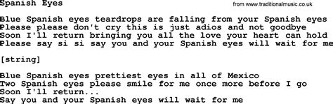 Willie Nelson song: Spanish Eyes, lyrics