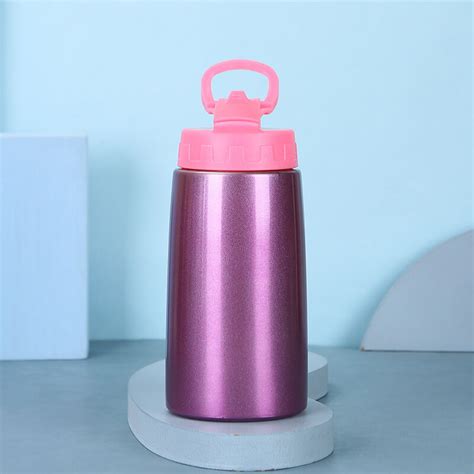 Glossy Straw Lid Vacuum Insulated Water Bottle - Water Bottle Manufacturer