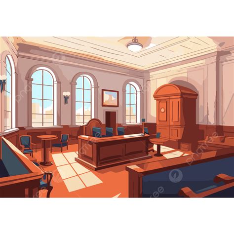Courtroom Clipart Court Room In A Cartoon Style Vector, Courtroom ...
