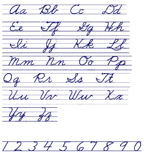 Cursive Alphabet Chart Free Printable | AlphabetWorksheetsFree.com