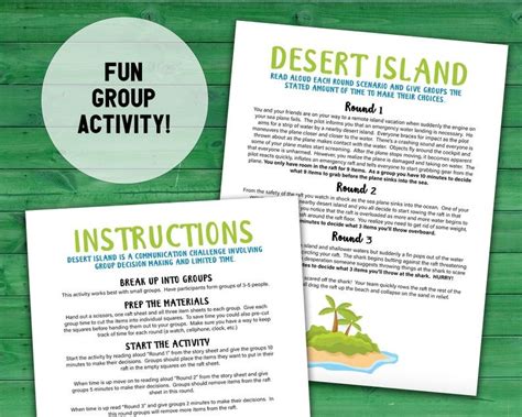 Desert Island Survival Group Communication Activity - Etsy ...