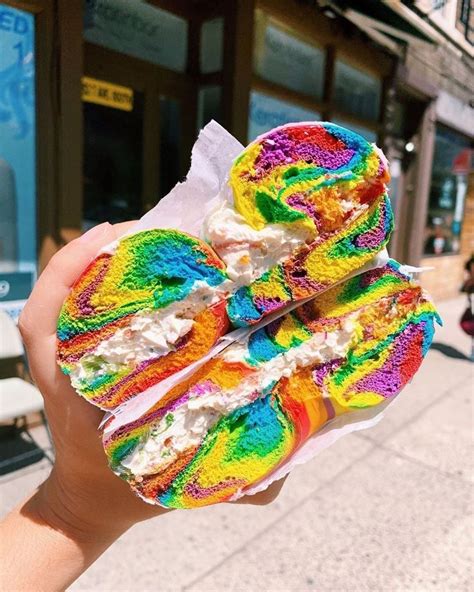 Rainbow bagel available at The Bagel Store in Williamsburg, Brooklyn | Trendy food, Rainbow food ...