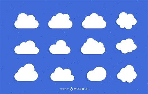 Minimalist Clouds Flat Illustration Set Vector Download