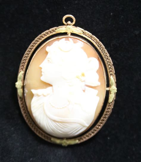 Cameo Broach Necklace Pendant In 10k Rose Gold for Ladies