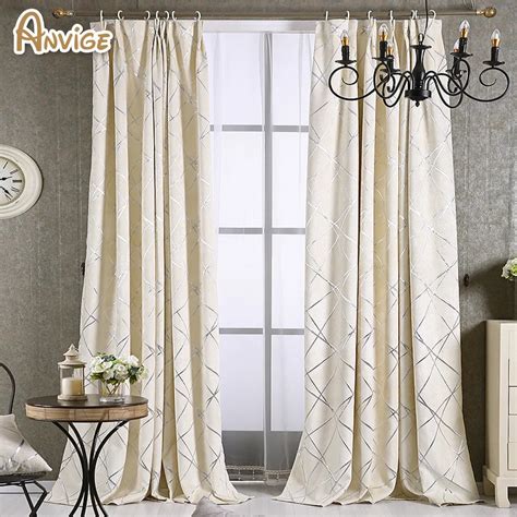 Modern Chenille Striped Curtain 3 Colors Jacquard Blackout Curtains Window Treatments Thick ...