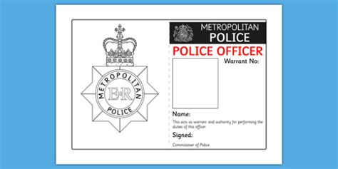 Police Identity Badge Role Play Template - police, id, badge