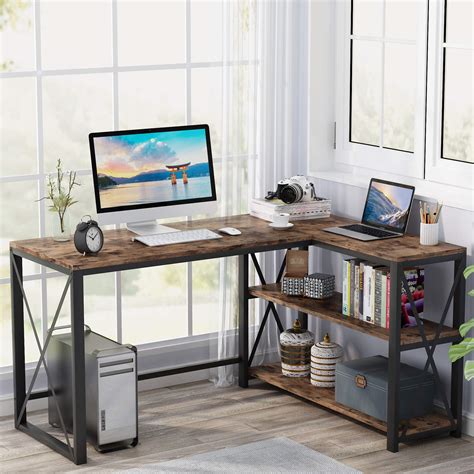 Buy Tribesigns 51" L-Shaped Desk with Storage Shelves, L Shape Computer Corner Desk with 2 ...