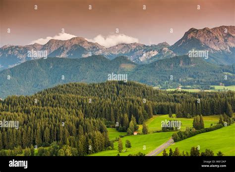 Germany, Bavaria, Allgaeu, Eisenberg castle, mountain view Stock Photo - Alamy