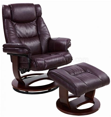 Savuage Bordeaux Bonded Leather Modern Recliner Chair w/Ottoman