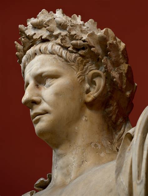 Emperor Claudius wearing the wreath of oak leaves (close-up). Marble ...