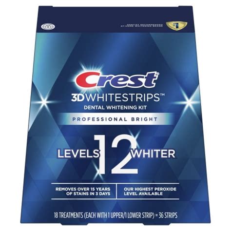 Crest 3D Whitestrips Professional Bright Levels 12 Whiter (18 ...