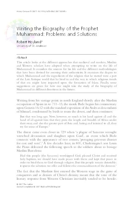 (PDF) Writing the Biography of Muhammad | Robert Hoyland - Academia.edu