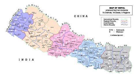 Detailed administrative divisions map of Nepal | Nepal | Asia ...