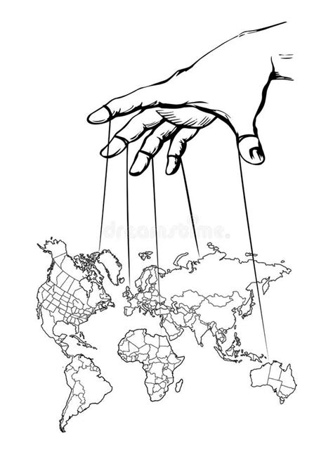 Man Hand with a World Map. Vector Drawing Concept Stock Vector - Illustration of graphic ...
