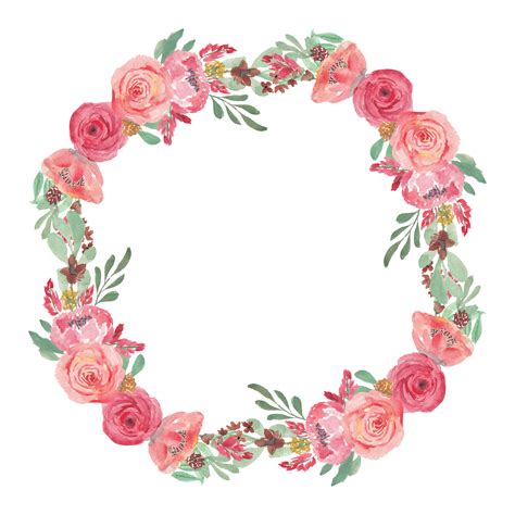 Watercolor Pink Rose Flower Wreath Decoration 1211701 Vector Art at ...