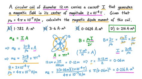 Question Video: Calculating the Magnetic Dipole Moment of a Circular ...