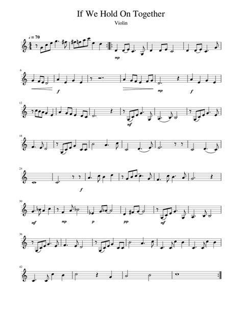 If We Hold On Together Violin Part Sheet music for Piano | Download ...