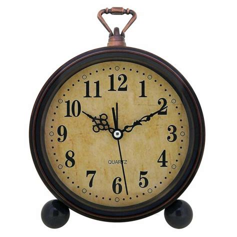 Nice Alarm Clock 5.25" Face Antique Toned Vintage Shabby Chic Farmhouse ...