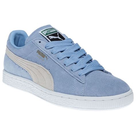 New Womens Puma Blue Suede Classic Trainers Retro Lace Up | Blue suede ...