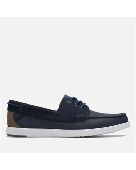 Clarks Bratton Leather Boat Shoes in Blue for Men | Lyst UK