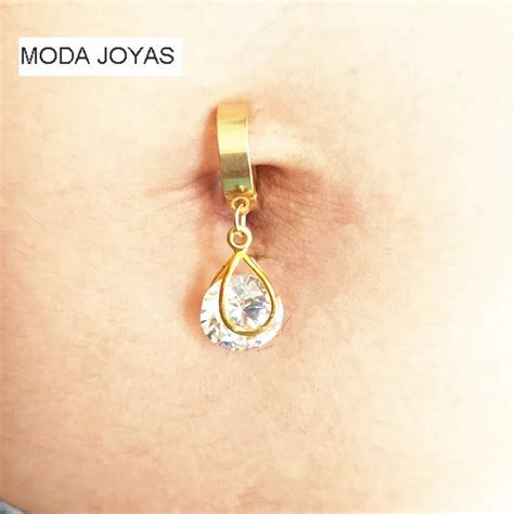 MODA JOYAS Big zircon fake Belly Button Rings 316l Steel Body Jewelry Belly Piercing Rings Sexy ...