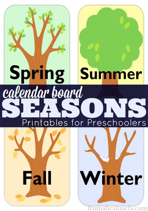 Preschool Calendar Board Season Printables - From ABCs to ACTs