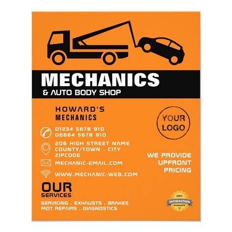 Tow Truck, Auto Mechanic & Repairs Advertising 25 flyers Color: White. Gender: unisex. Age Group ...