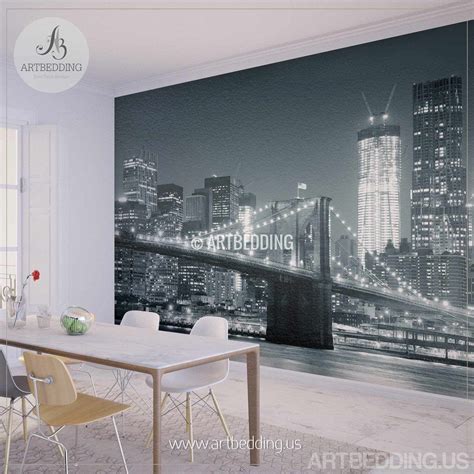 New York Cityscape Wall Mural, Brooklyn Bridge Photo sticker - ARTBEDDING