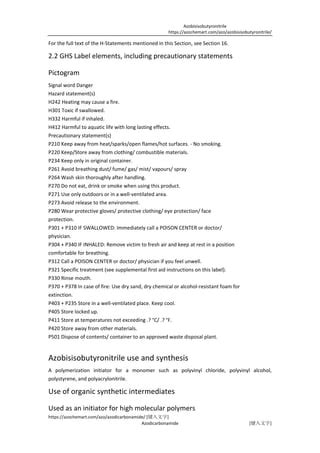 Safety and hazards of 2,2' azobisisobutyronitrile | PDF