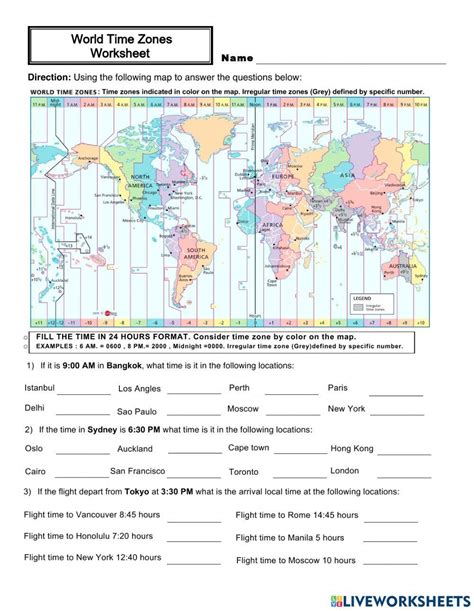 Free world time zone worksheet, Download Free world time zone worksheet ...