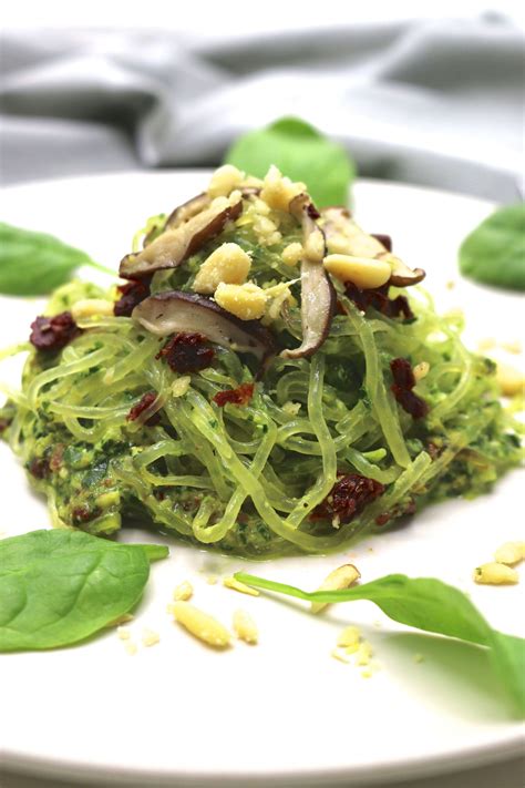 Kelp Noodles with Spinach Basil Vegan Pesto | True Forage plant-based vegan recipes Small Food ...