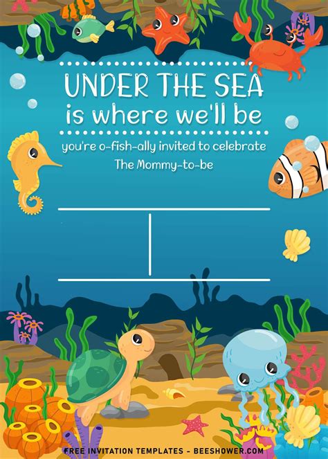 9+ Under The Sea Themed Birthday Invitation Templates in 2021 | Free printable baby shower ...