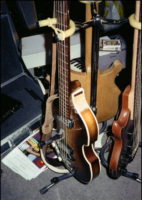 Backstage photo of Paul McCartney's bass lineup, c. late 80s/early 90s ...