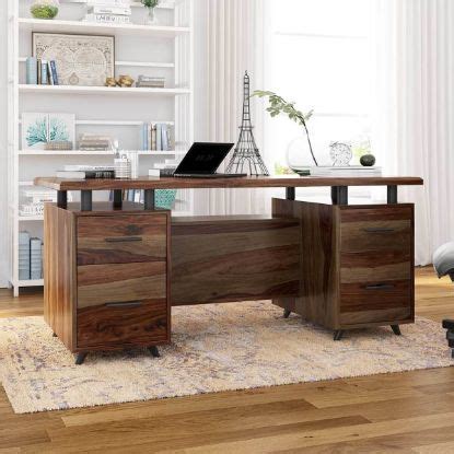 Real Solid Wood Desks For Home Office - Wooden Desks with Drawers.