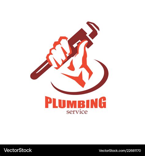 Hand holding a wrench plumbing service logo Vector Image