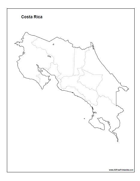 Costa Rica Blank Map – Free Printable