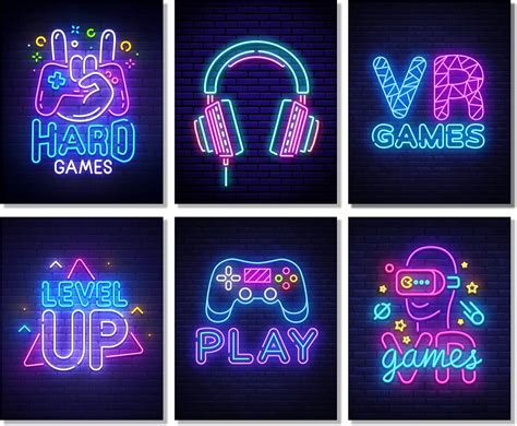 Video Game Posters Gamer Room Decor Neon Gaming Poster for Boys Room Decor Gaming Room Wall Art ...