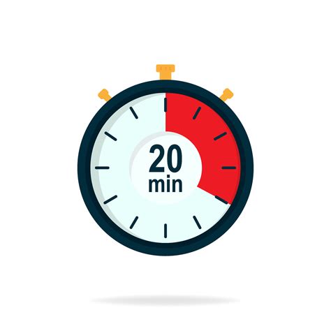 20 minutes timer. Stopwatch symbol in flat style. Editable isolated vector illustration ...