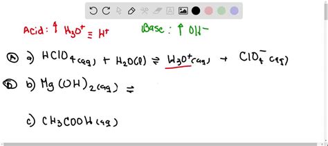 SOLVED:Identify each substance as an acid or a base and write a ...