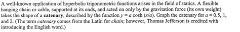 Solved A well-known application of hyperbolic trigonometric | Chegg.com