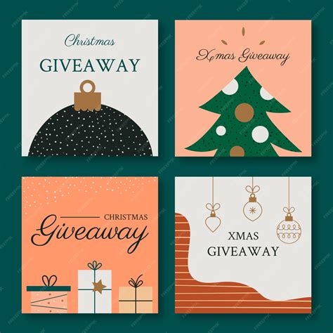 Free Vector | Hand drawn flat christmas giveaway instagram posts collection