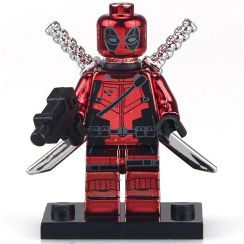 Custom Chrome Deadpool Minifigures Lego Marvel Super Hero Compatible