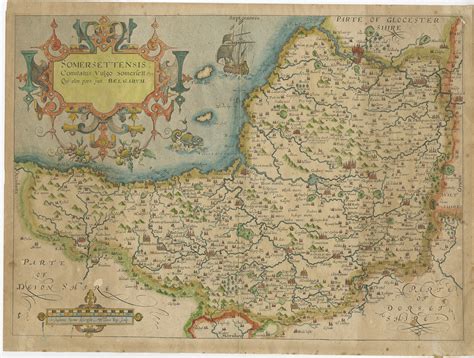 Antique Map of Somerset by Camden (c.1637)