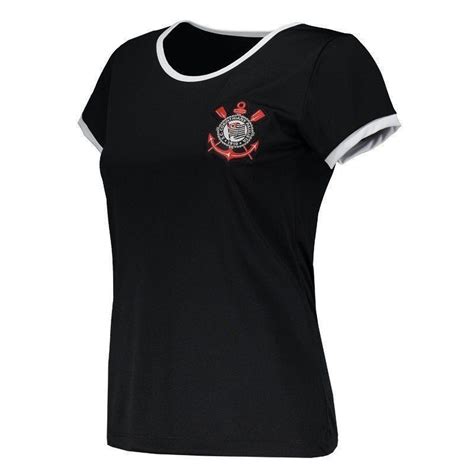 Camiseta Corinthians Basic Feminina Preta - FutFanatics